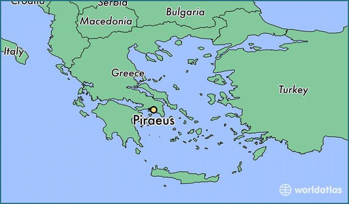 Piraeus, Graikija žemėlapyje 